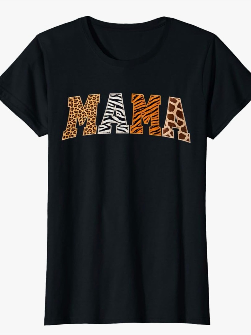 Amazon Black 'MAMA' Animal Print Graphic Tee